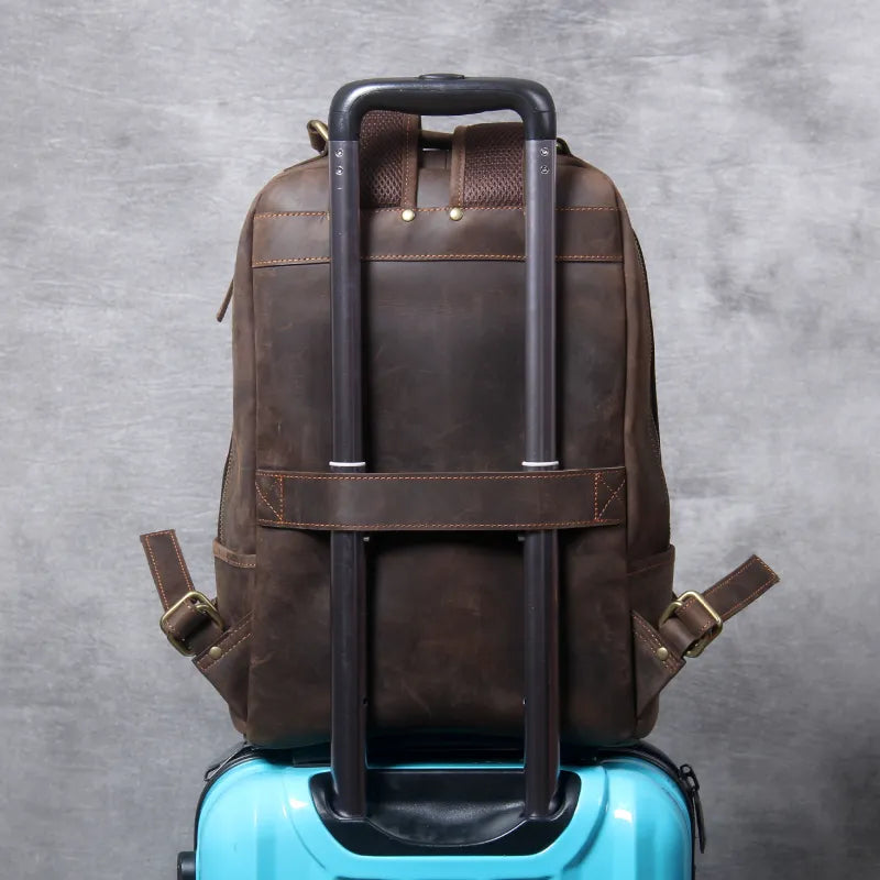 Klassischer Leder Reisetaschen Rucksack