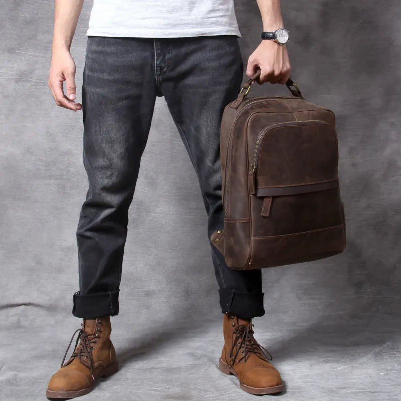 Klassischer Leder Reisetaschen Rucksack