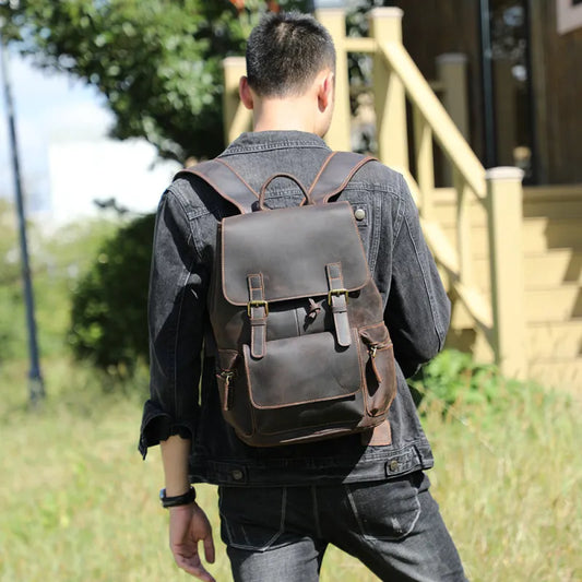 Handgefertigter Leder-Reiserucksack für Herren